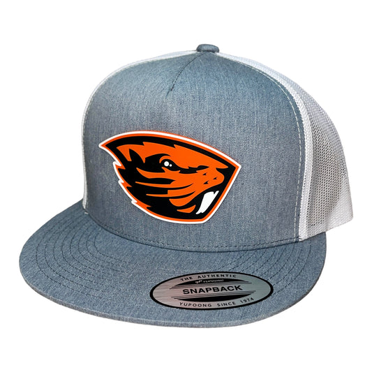 Oregon State Beavers 3D YP Snapback Flat Bill Trucker Hat- Heather Grey/ White