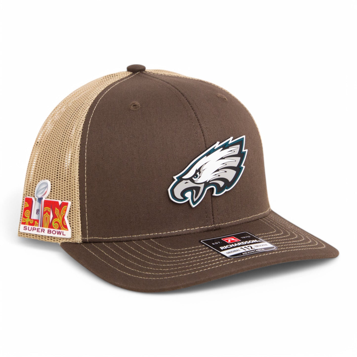 Philadelphia Eagles Super Bowl LIX 3D Snapback Trucker Hat- Brown/ Tan