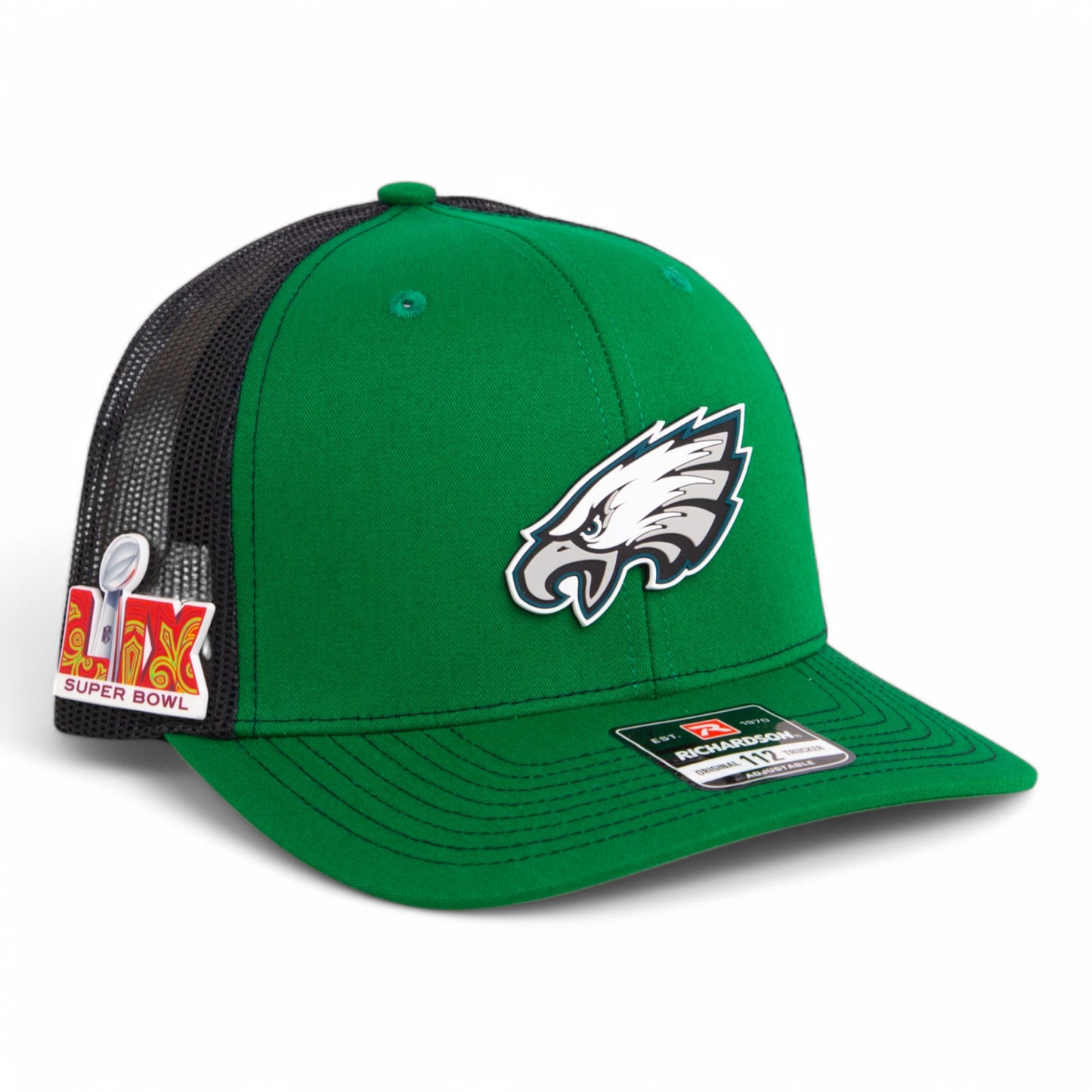 Philadelphia Eagles Super Bowl LIX 3D Snapback Trucker Hat- Kelly Green/ Black