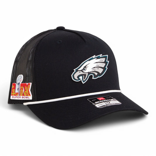 Philadelphia Eagles Super Bowl LIX 3D Snapback Trucker Rope Hat- Black/ White