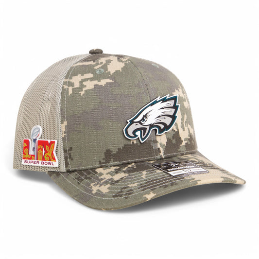 Philadelphia Eagles Super Bowl LIX 3D Snapback Trucker Hat- Military Digital Camo