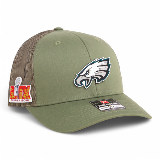 Philadelphia Eagles Super Bowl LIX 3D Snapback Trucker Hat- Loden Green