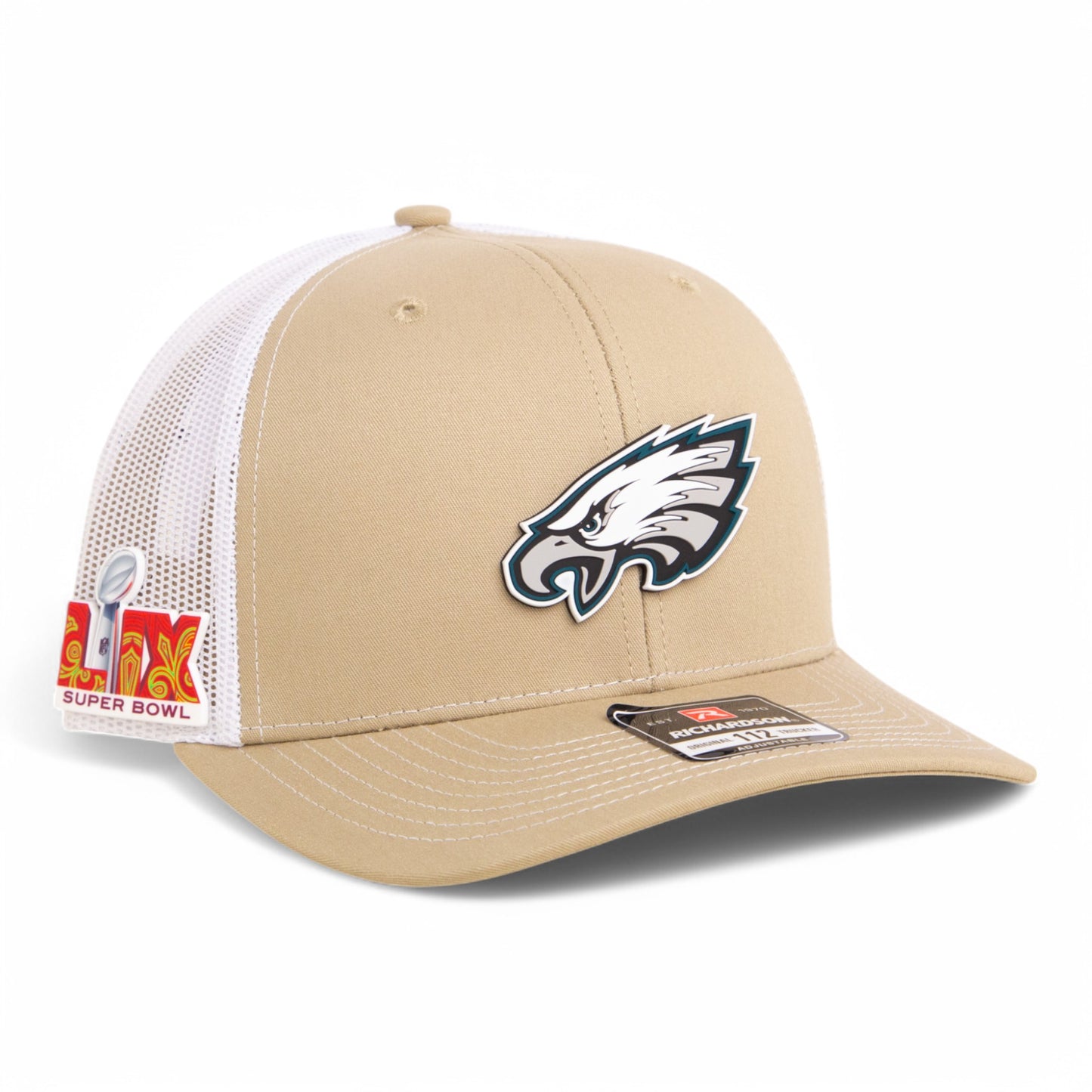 Philadelphia Eagles Super Bowl LIX 3D Snapback Trucker Hat- Tan/ White