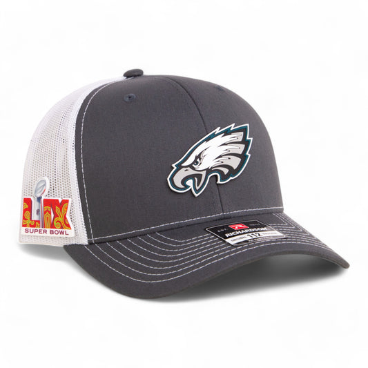 Philadelphia Eagles Super Bowl LIX 3D Snapback Trucker Hat- Charcoal/ White