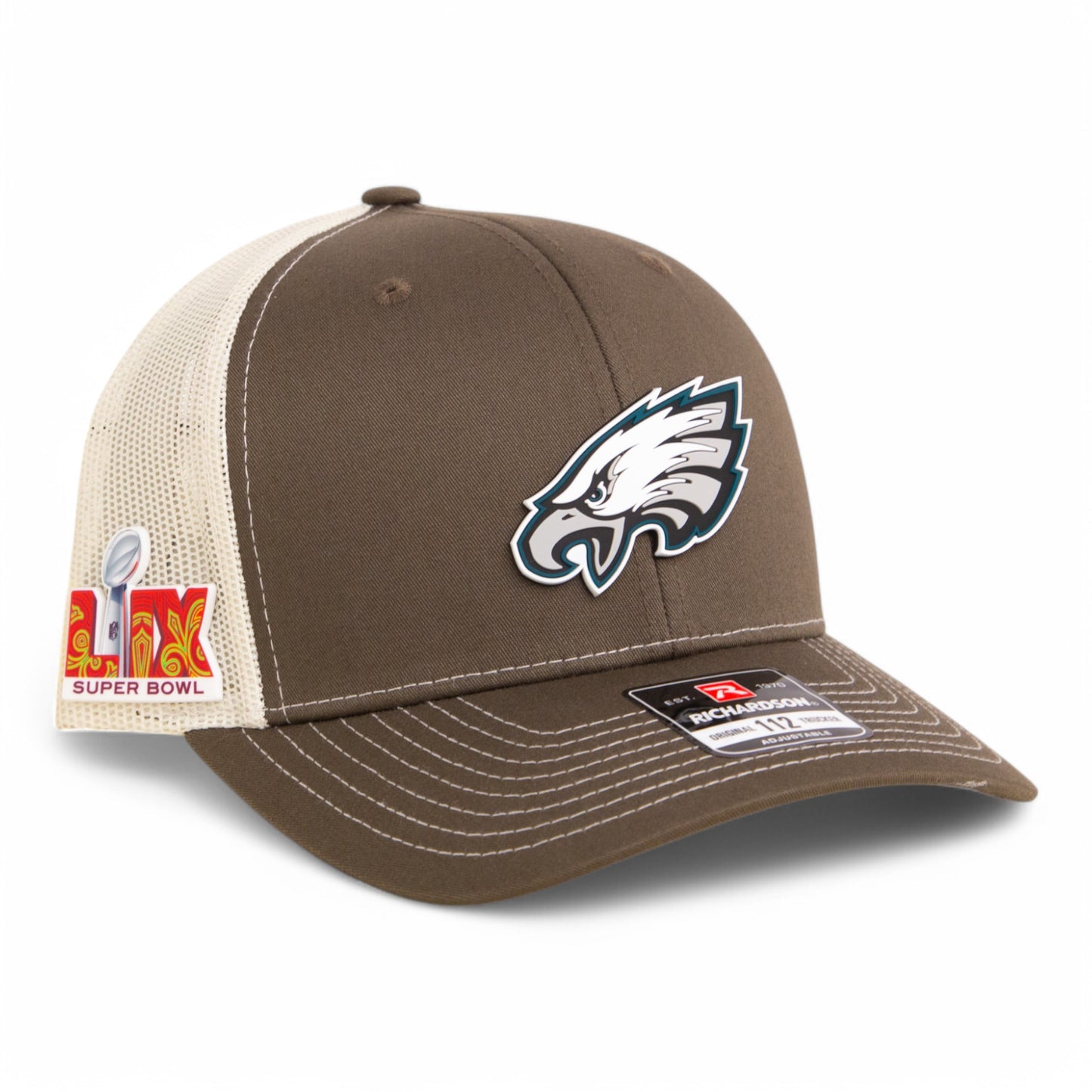 Philadelphia Eagles Super Bowl LIX 3D Snapback Trucker Hat- Chocolate Chip/ Birch