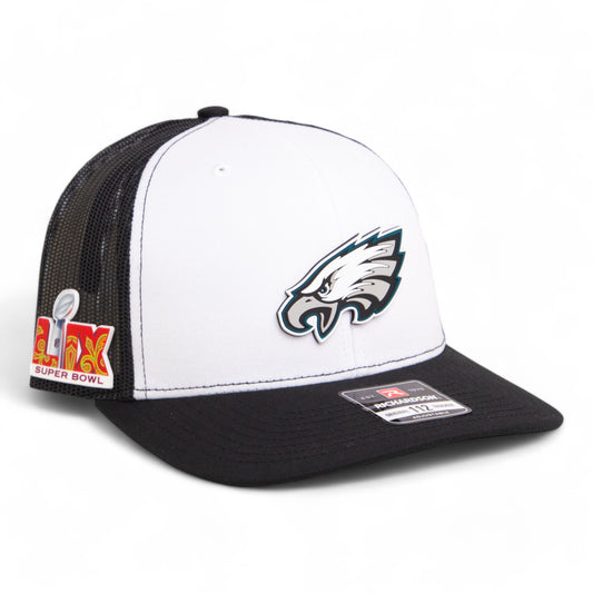 Philadelphia Eagles Super Bowl LIX 3D Snapback Trucker Hat- White/ Black