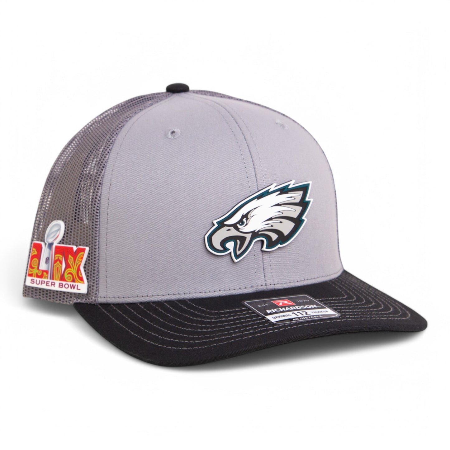 Philadelphia Eagles Super Bowl LIX 3D Snapback Trucker Hat- Grey/ Charcoal/ Black