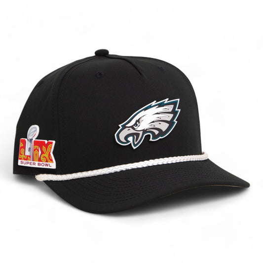 Philadelphia Eagles Super Bowl LIX 3D Snapback Rope Hat- Black/ White