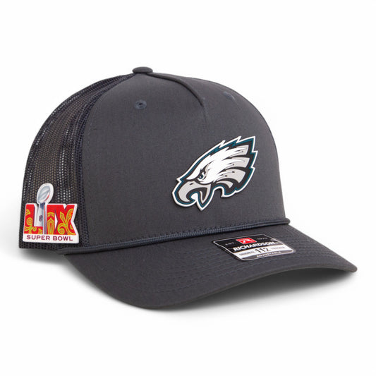 Philadelphia Eagles Super Bowl LIX 3D Snapback Trucker Rope Hat- Charcoal