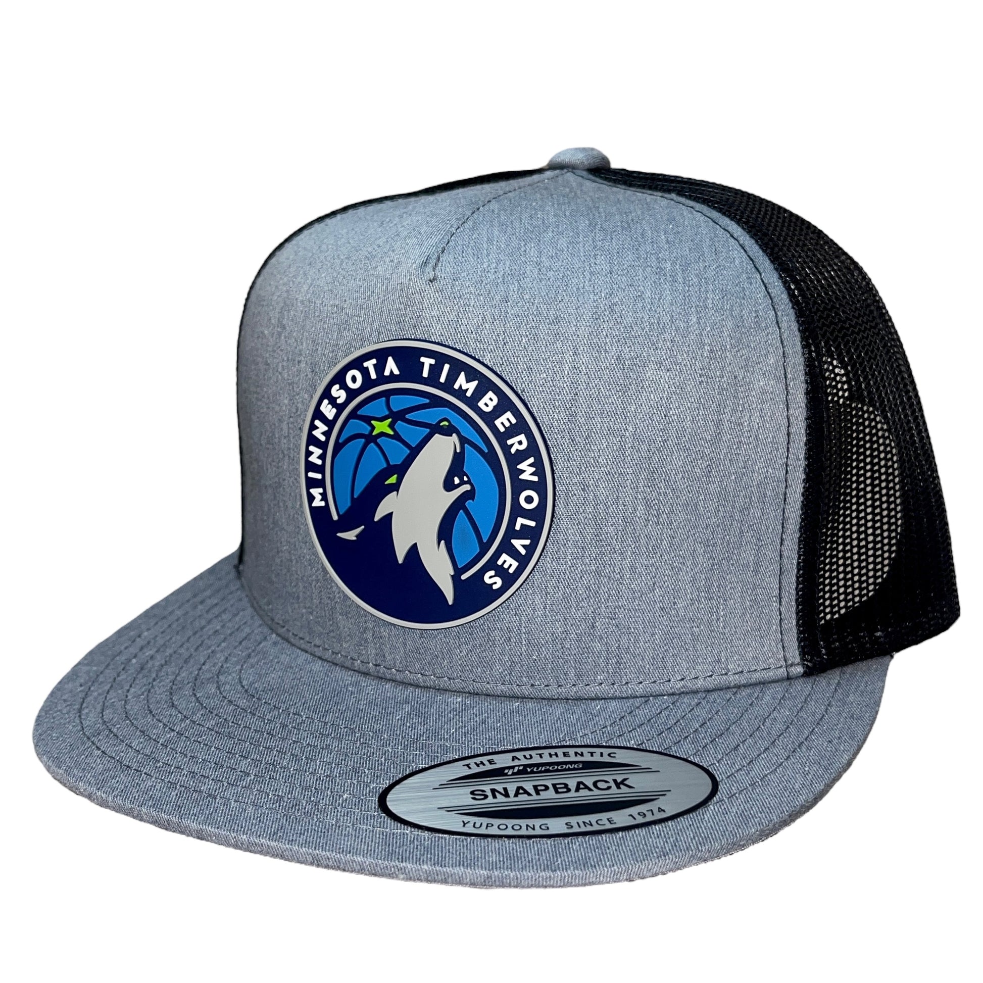 Minnesota Timberwolves 3D YP Snapback Flat Bill Trucker Hat- Heather Grey/ Black - Ten Gallon Hat Co.