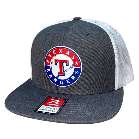 Texas Rangers 3D Wool Blend Flat Bill Hat- Heather Charcoal/ White