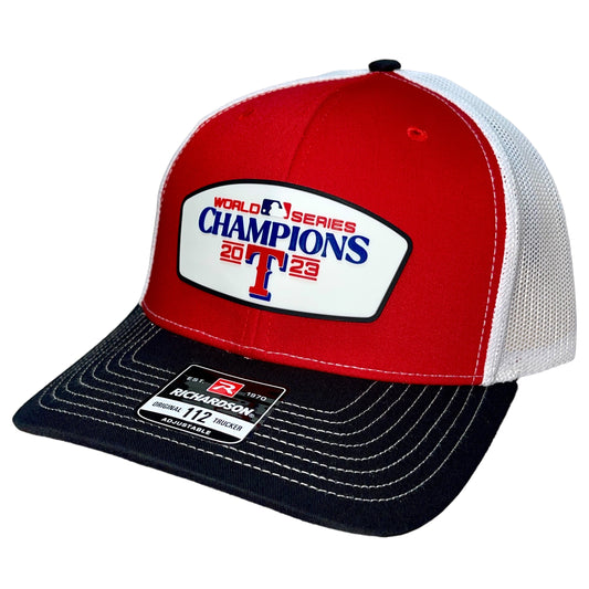 Texas Rangers 2023 World Series Champions 3D Snapback Trucker Hat- Red/ White/ Black