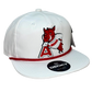 Arkansas Razorbacks- Leaning A 3D Classic Rope Hat- White/ Red - Ten Gallon Hat Co.