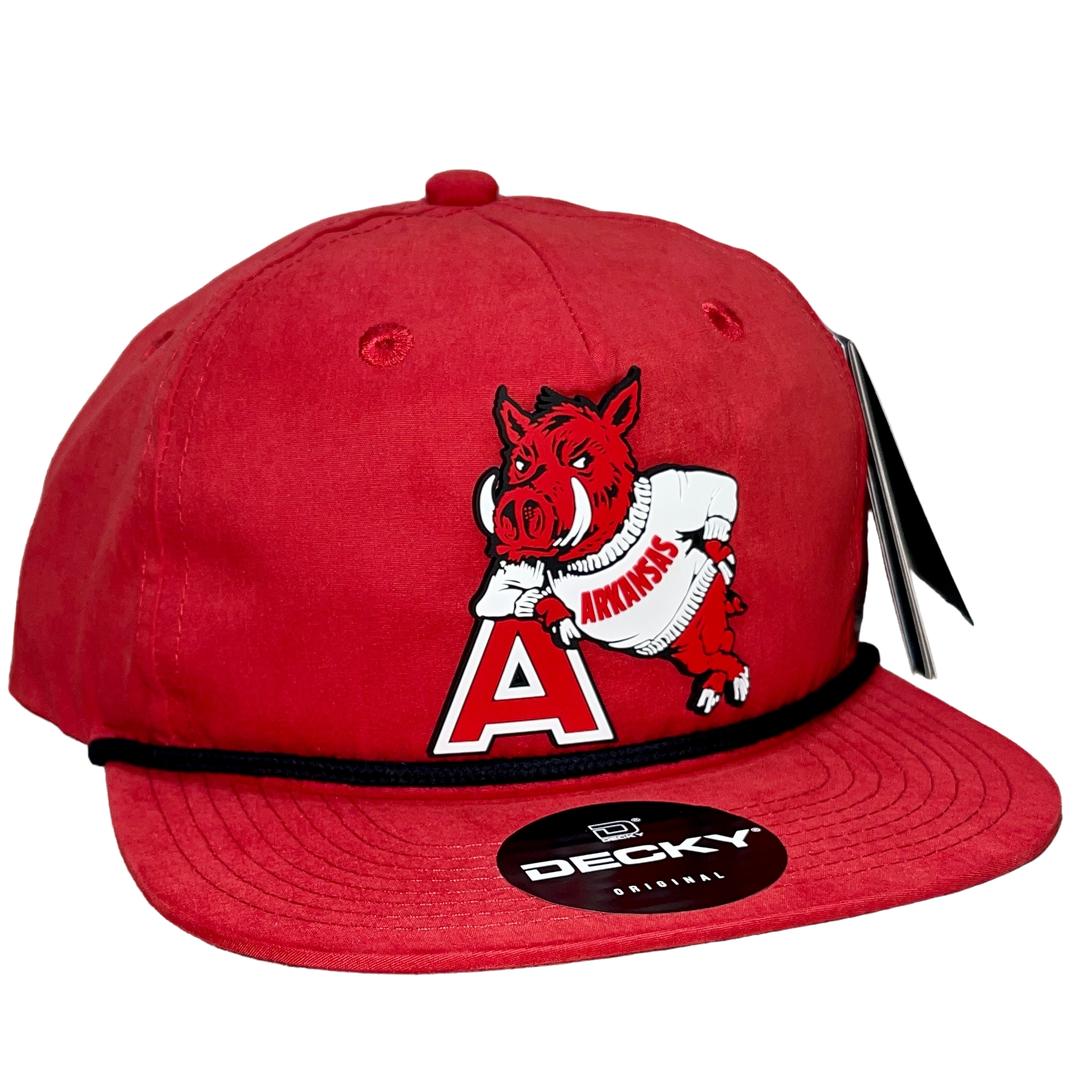 Arkansas Razorbacks- Leaning A 3D Classic Rope Hat- Red/ Black - Ten Gallon Hat Co.