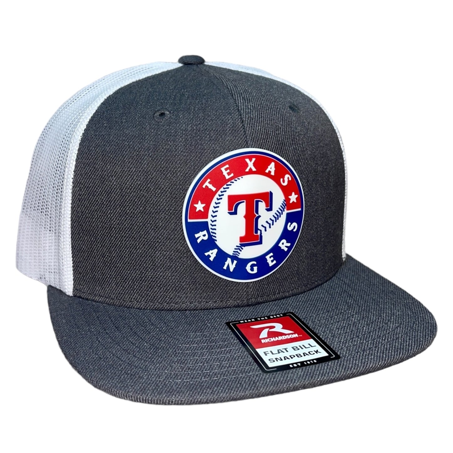 Texas Rangers 3D Wool Blend Flat Bill Hat- Heather Charcoal/ White