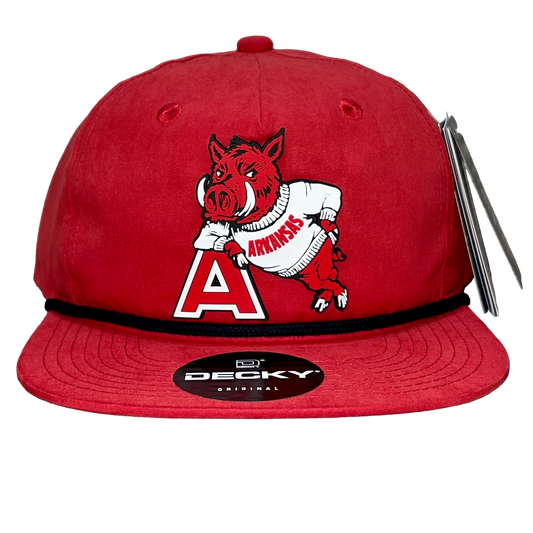 Arkansas Razorbacks- Leaning A 3D Classic Rope Hat- Red/ Black - Ten Gallon Hat Co.