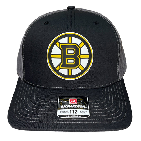Boston Bruins 3D Snapback Trucker Hat- Black/ Charcoal - Ten Gallon Hat Co.