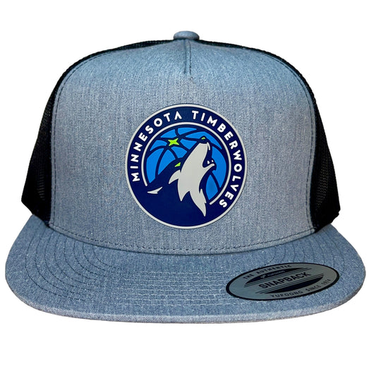Minnesota Timberwolves 3D YP Snapback Flat Bill Trucker Hat- Heather Grey/ Black - Ten Gallon Hat Co.