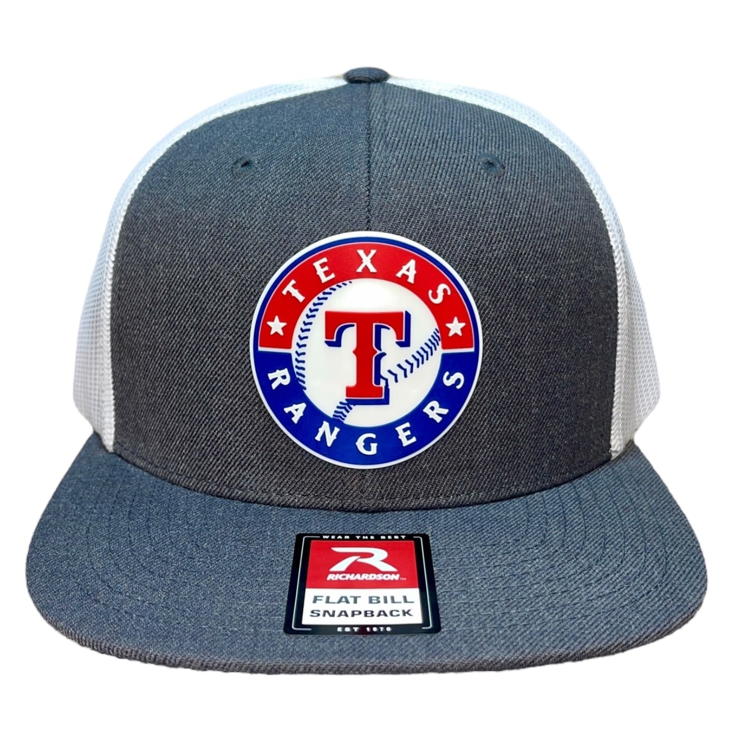 Texas Rangers 3D Wool Blend Flat Bill Hat- Heather Charcoal/ White