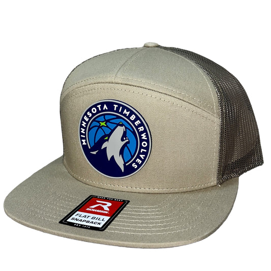 Minnesota Timberwolves 3D Snapback Seven-Panel Flat Bill Trucker Hat-  Khaki/ Loden Green - Ten Gallon Hat Co.