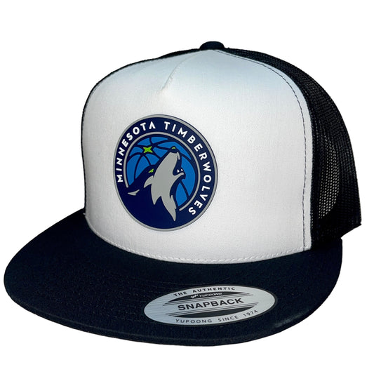 Minnesota Timberwolves 3D YP Snapback Flat Bill Trucker Hat- White/ Black - Ten Gallon Hat Co.