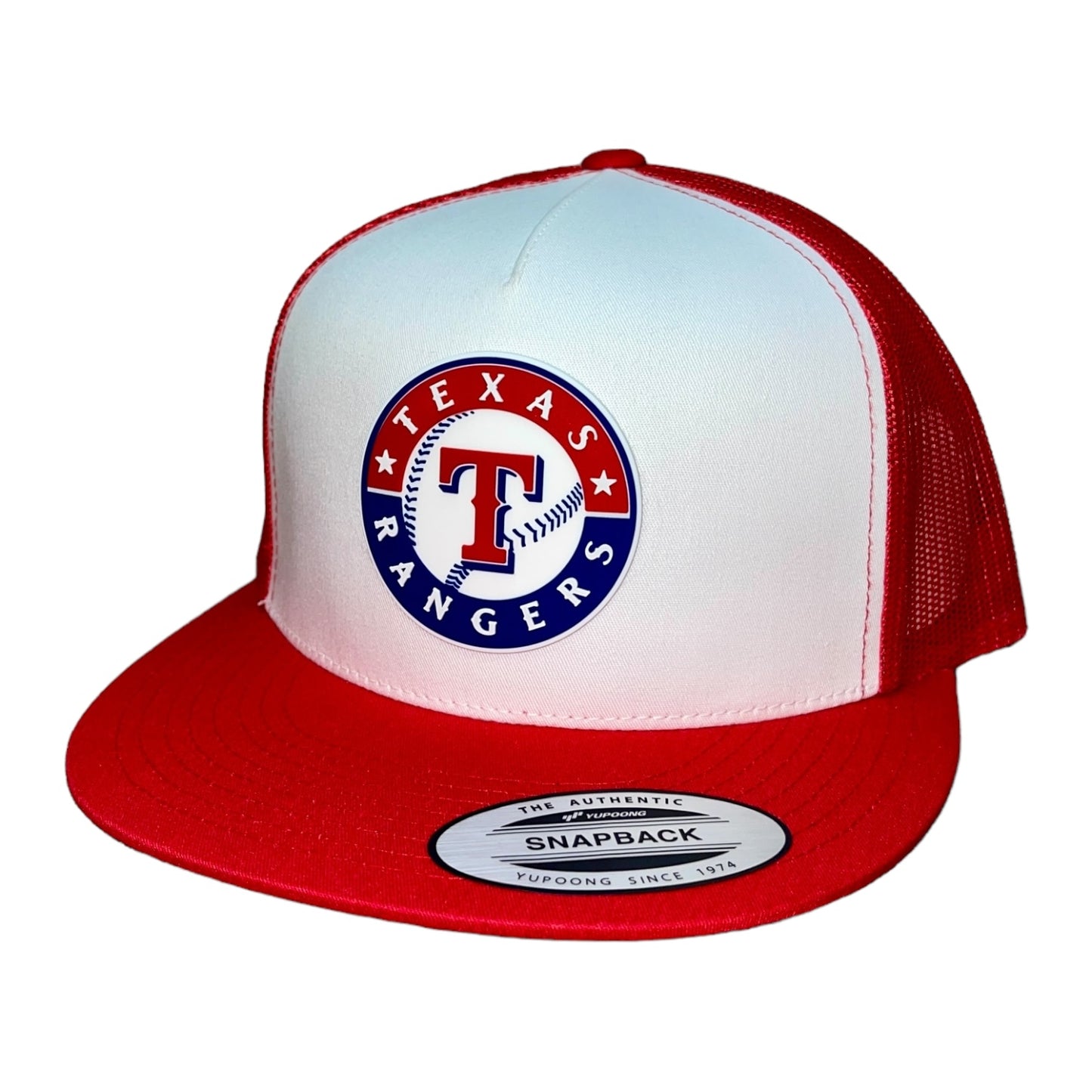 Texas Rangers 3D YP Snapback Flat Bill Trucker Hat- White/ Red