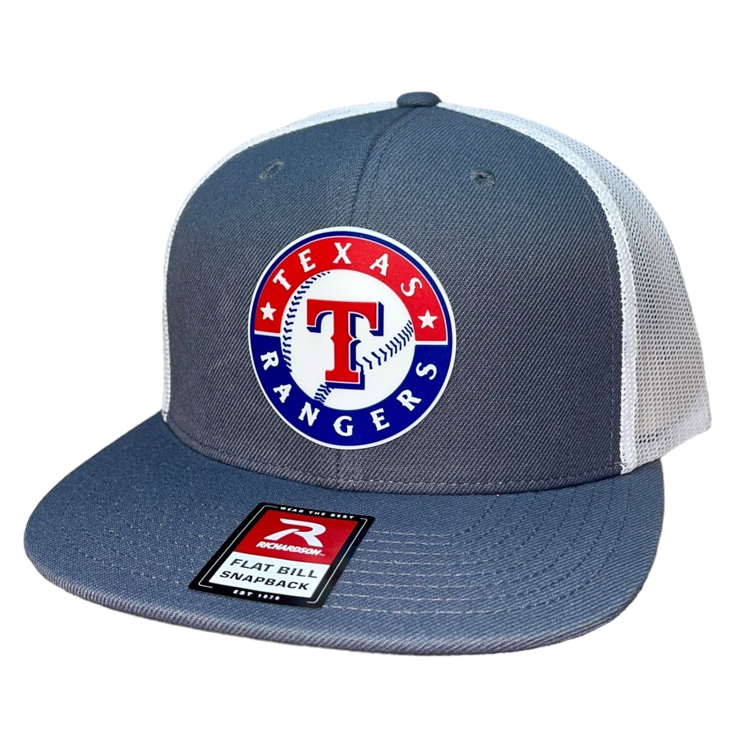 Texas Rangers 3D Wool Blend Flat Bill Hat- Charcoal/ White