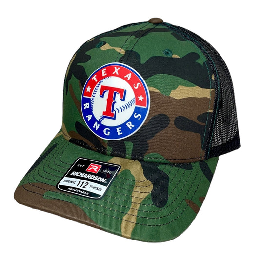 Texas Rangers 3D Snapback Trucker Hat- Army Camo/ Black