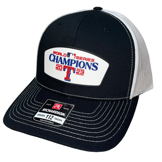 Texas Rangers 2023 World Series Champions 3D Snapback Trucker Hat- Black/ White