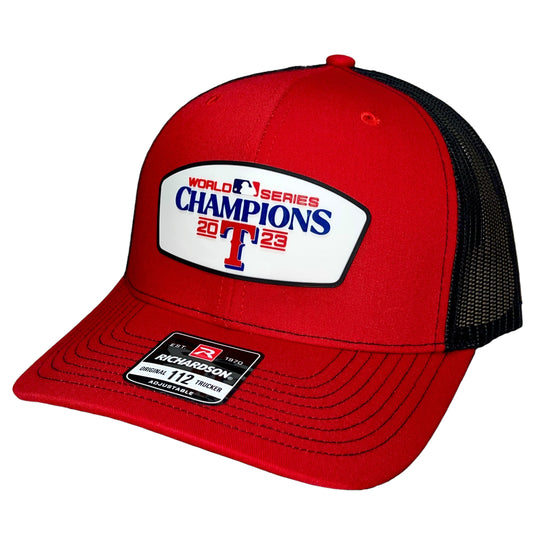 Texas Rangers 2023 World Series Champions 3D Snapback Trucker Hat- Red/ Black