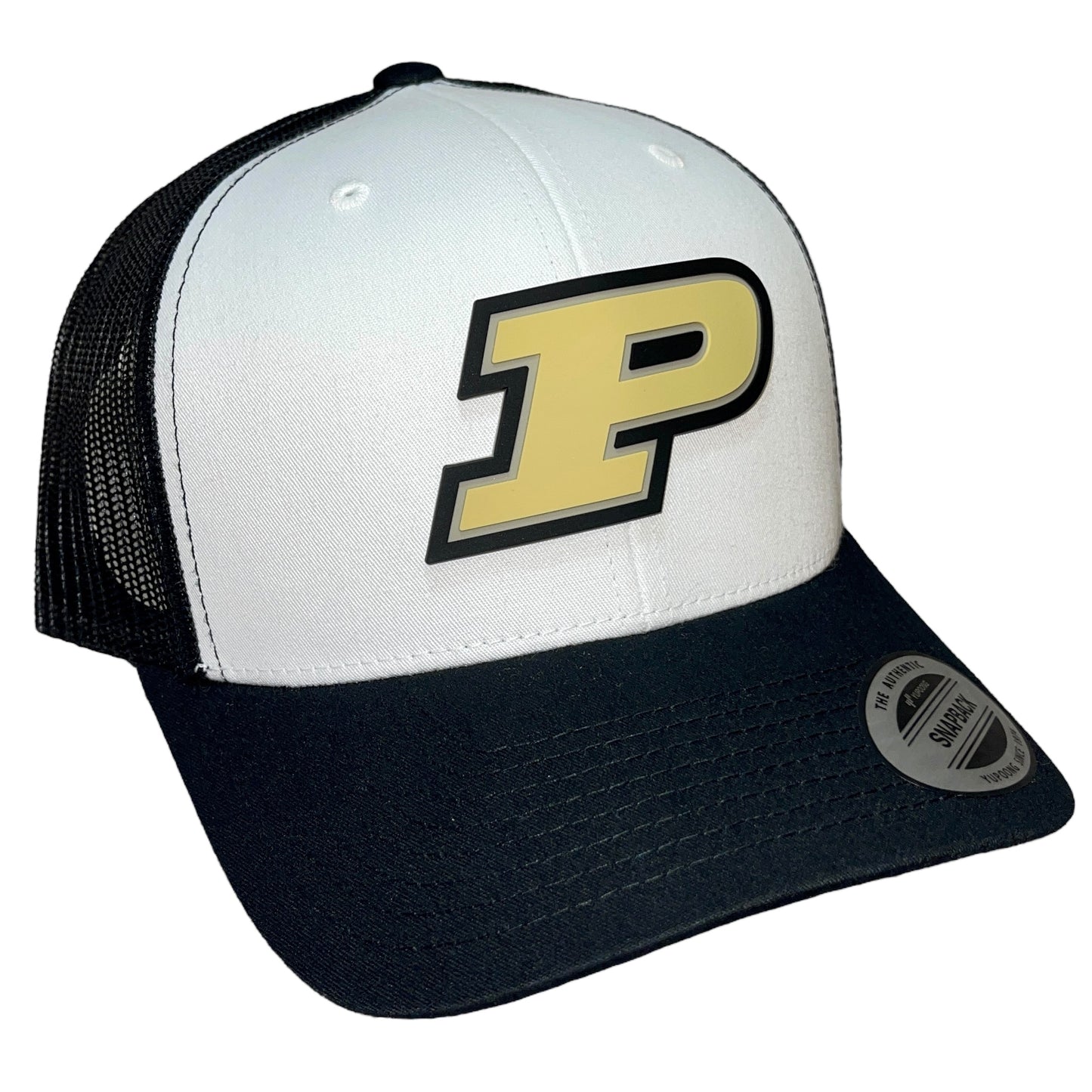 Purdue Boilermakers 3D YP Snapback Trucker Hat- White/ Black - Ten Gallon Hat Co.