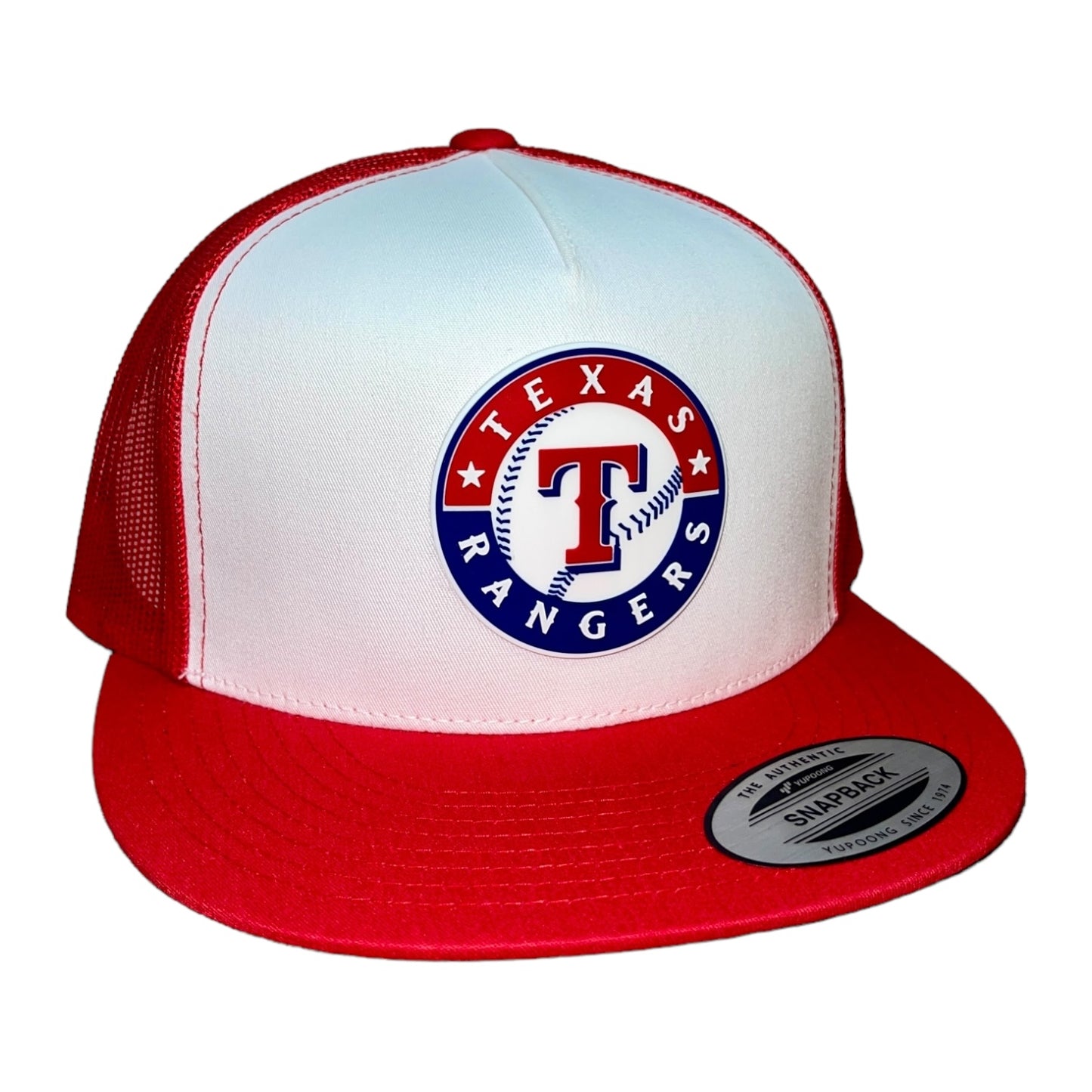 Texas Rangers 3D YP Snapback Flat Bill Trucker Hat- White/ Red