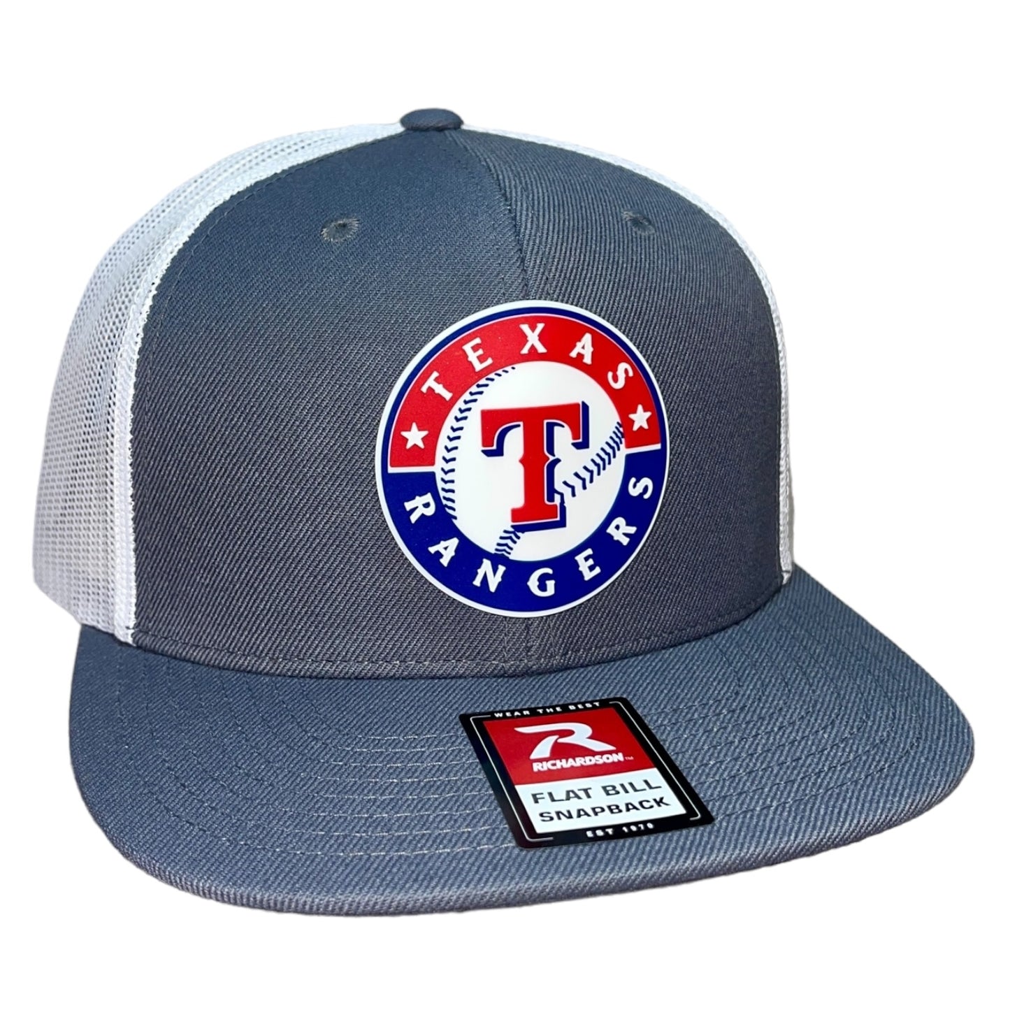 Texas Rangers 3D Wool Blend Flat Bill Hat- Charcoal/ White