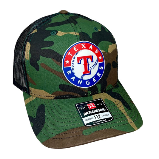 Texas Rangers 3D Snapback Trucker Hat- Army Camo/ Black