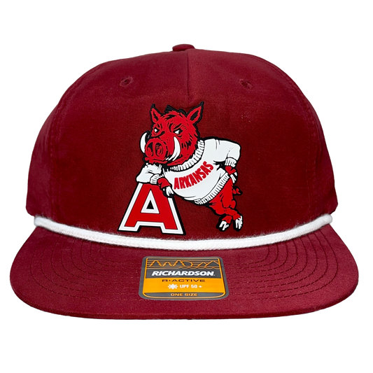 Arkansas Razorbacks- Leaning A 3D Classic Rope Hat- Cardinal/ White - Ten Gallon Hat Co.