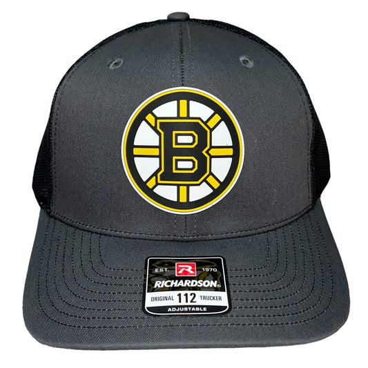 Boston Bruins 3D Snapback Trucker Hat- Charcoal/ Black - Ten Gallon Hat Co.