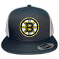 Boston Bruins 3D YP Snapback Flat Bill Trucker Hat- Charcoal/ White - Ten Gallon Hat Co.