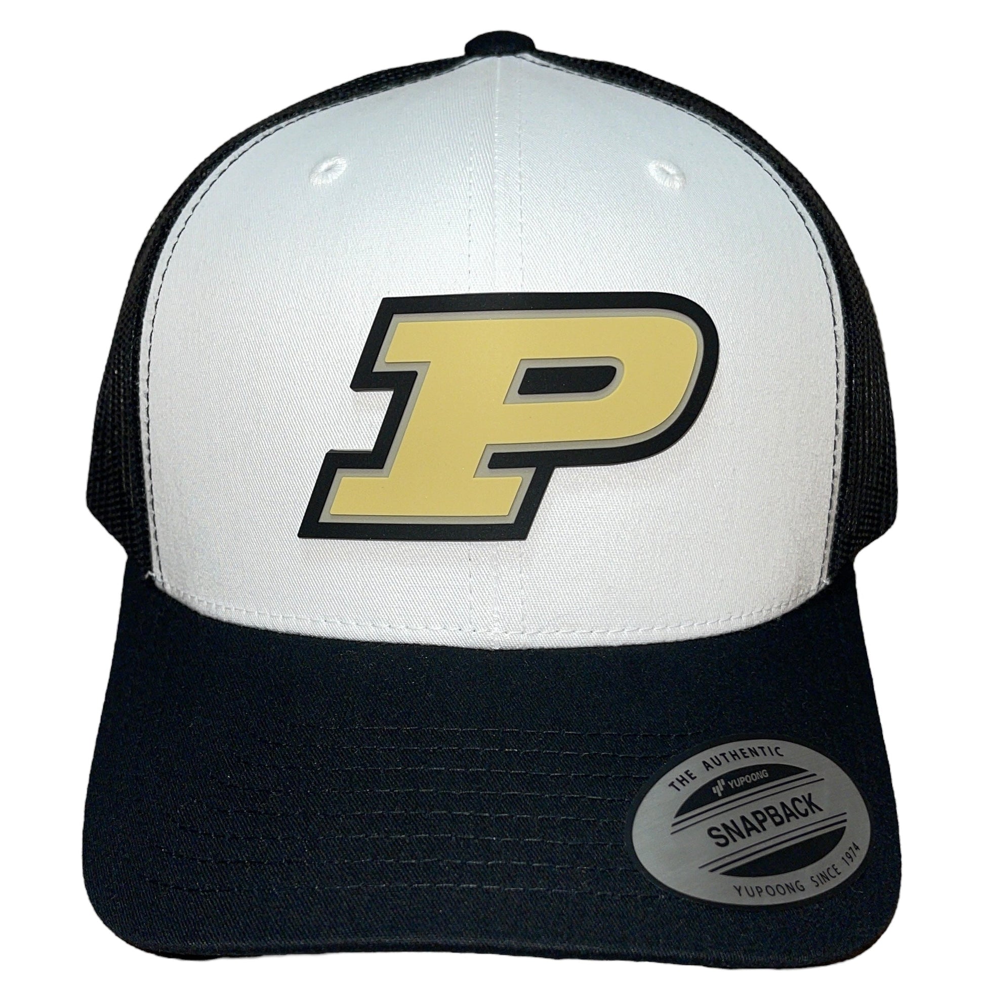 Purdue Boilermakers 3D YP Snapback Trucker Hat- White/ Black - Ten Gallon Hat Co.