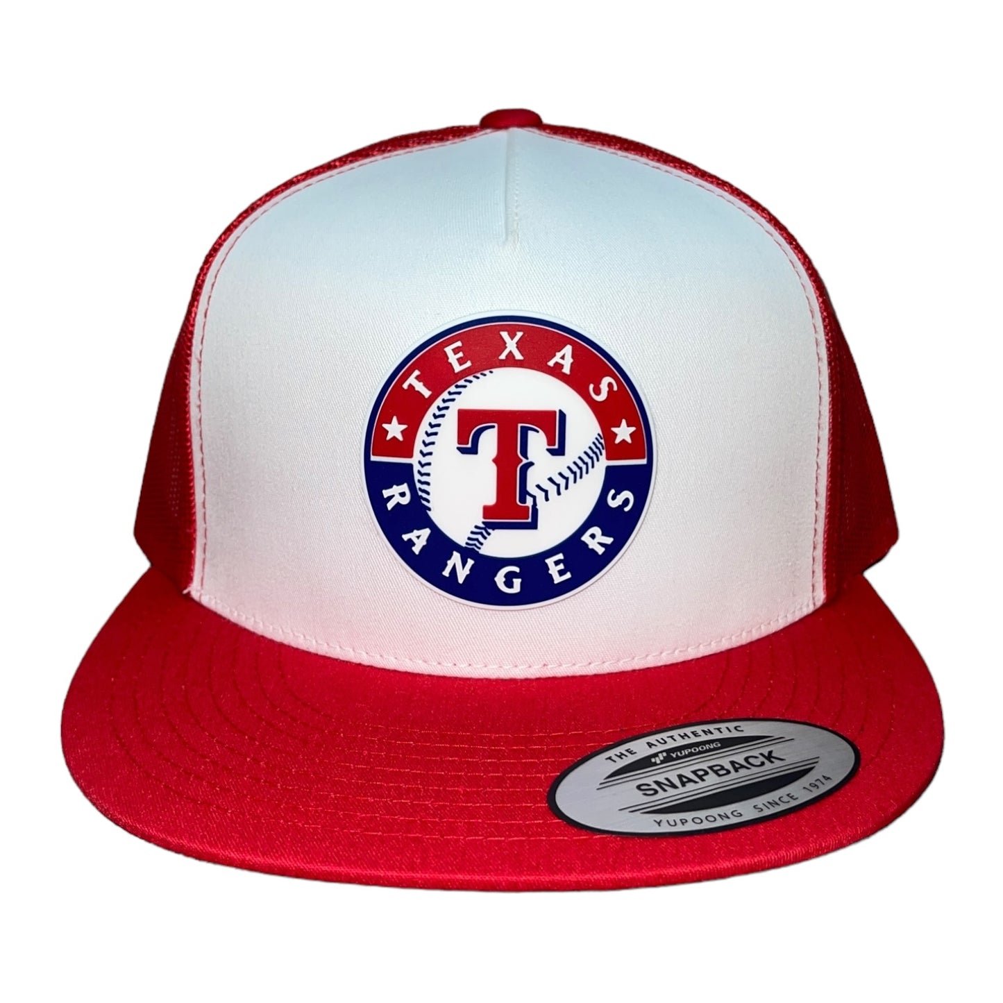 Texas Rangers 3D YP Snapback Flat Bill Trucker Hat- White/ Red