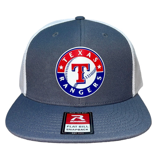 Texas Rangers 3D Wool Blend Flat Bill Hat- Charcoal/ White