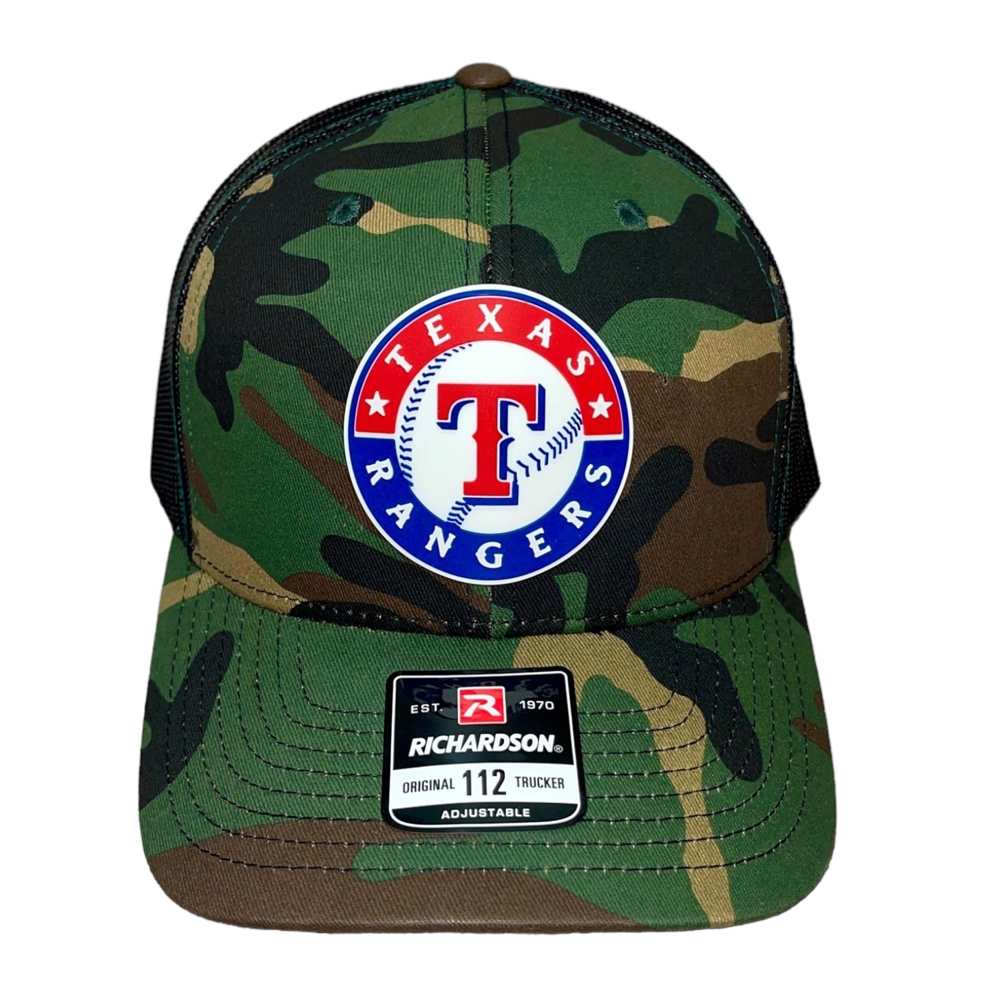 Texas Rangers 3D Snapback Trucker Hat- Army Camo/ Black