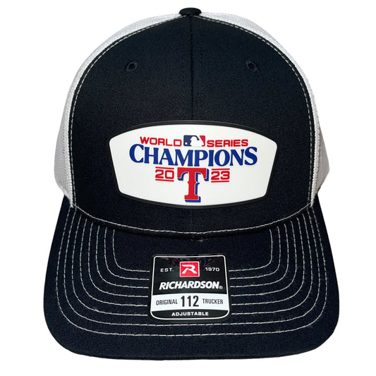 Texas Rangers 2023 World Series Champions 3D Snapback Trucker Hat- Black/ White