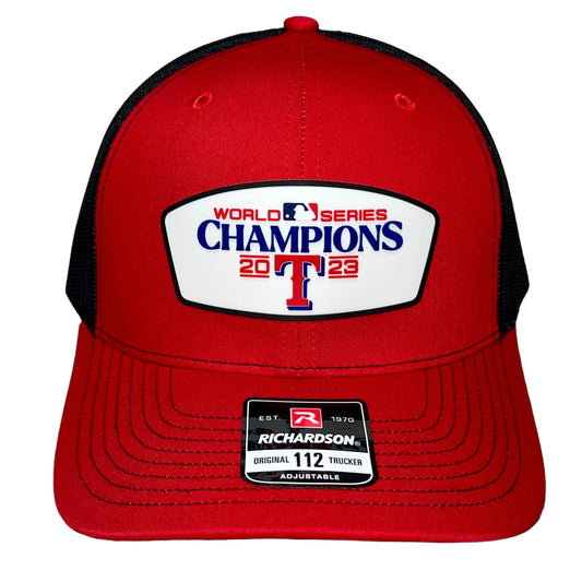 Texas Rangers 2023 World Series Champions 3D Snapback Trucker Hat- Red/ Black