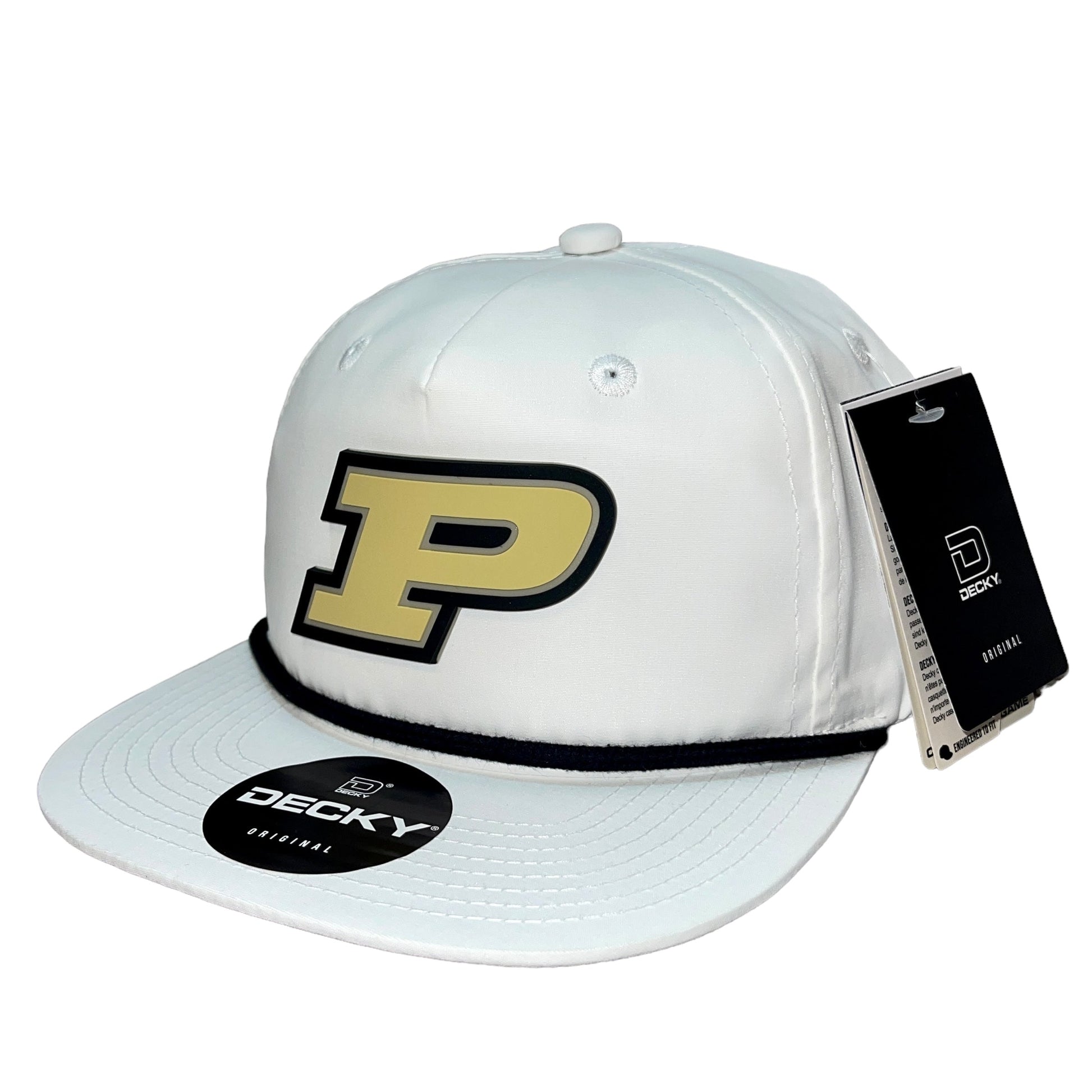 Purdue Boilermakers 3D Classic Rope Hat- White/ Black - Ten Gallon Hat Co.