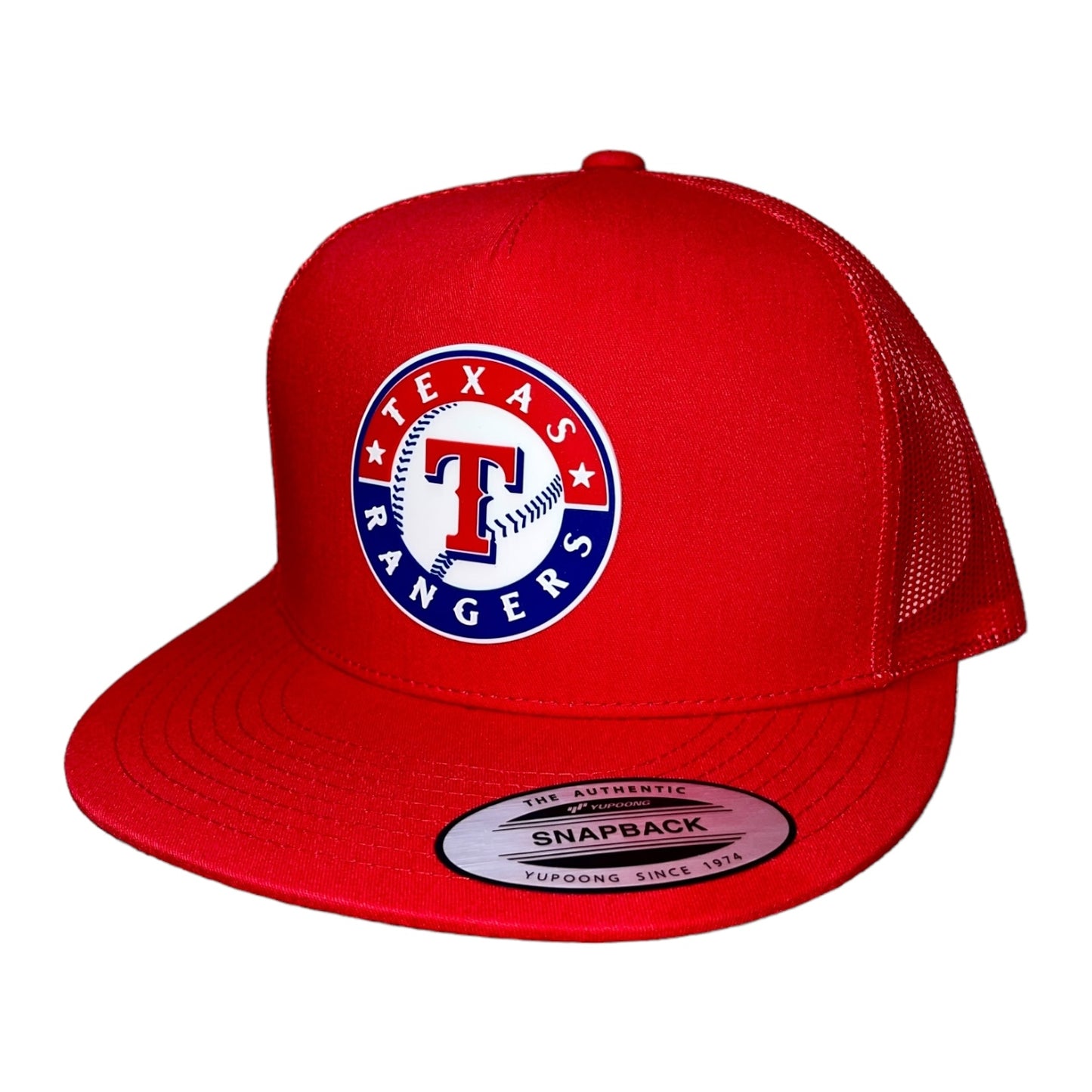 Texas Rangers 3D YP Snapback Flat Bill Trucker Hat- Red