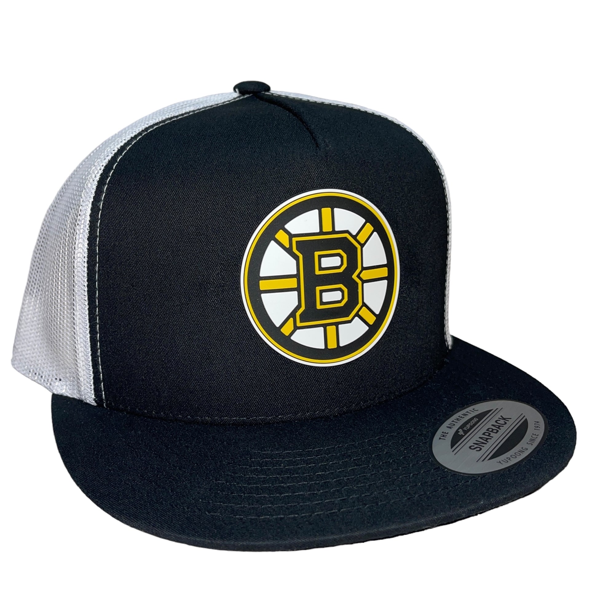 Boston Bruins 3D YP Snapback Flat Bill Trucker Hat- Black/ White - Ten Gallon Hat Co.