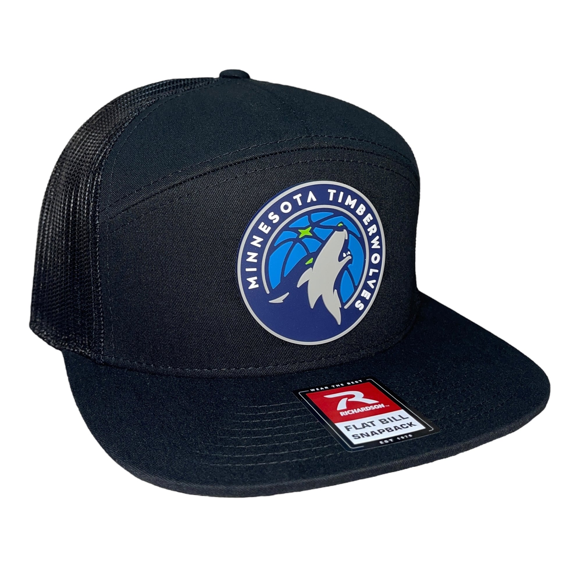 Minnesota Timberwolves 3D Snapback Seven-Panel Flat Bill Trucker Hat- Black - Ten Gallon Hat Co.