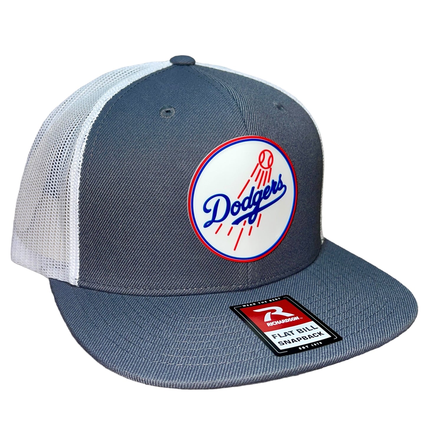 Los Angeles Dodgers 3D Wool Blend Flat Bill Hat- Charcoal/ White - Ten Gallon Hat Co.