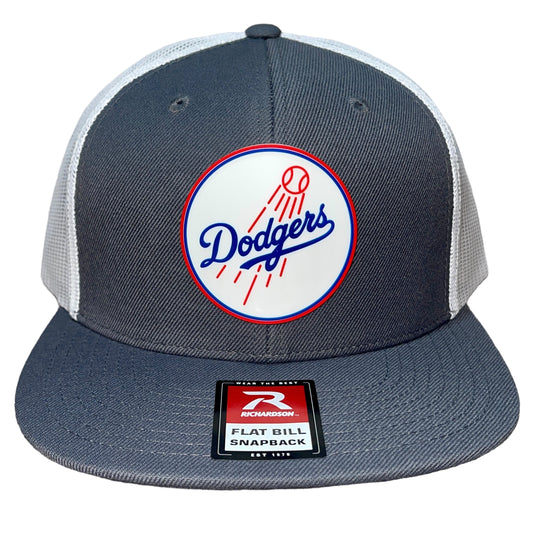 Los Angeles Dodgers 3D Wool Blend Flat Bill Hat- Charcoal/ White - Ten Gallon Hat Co.