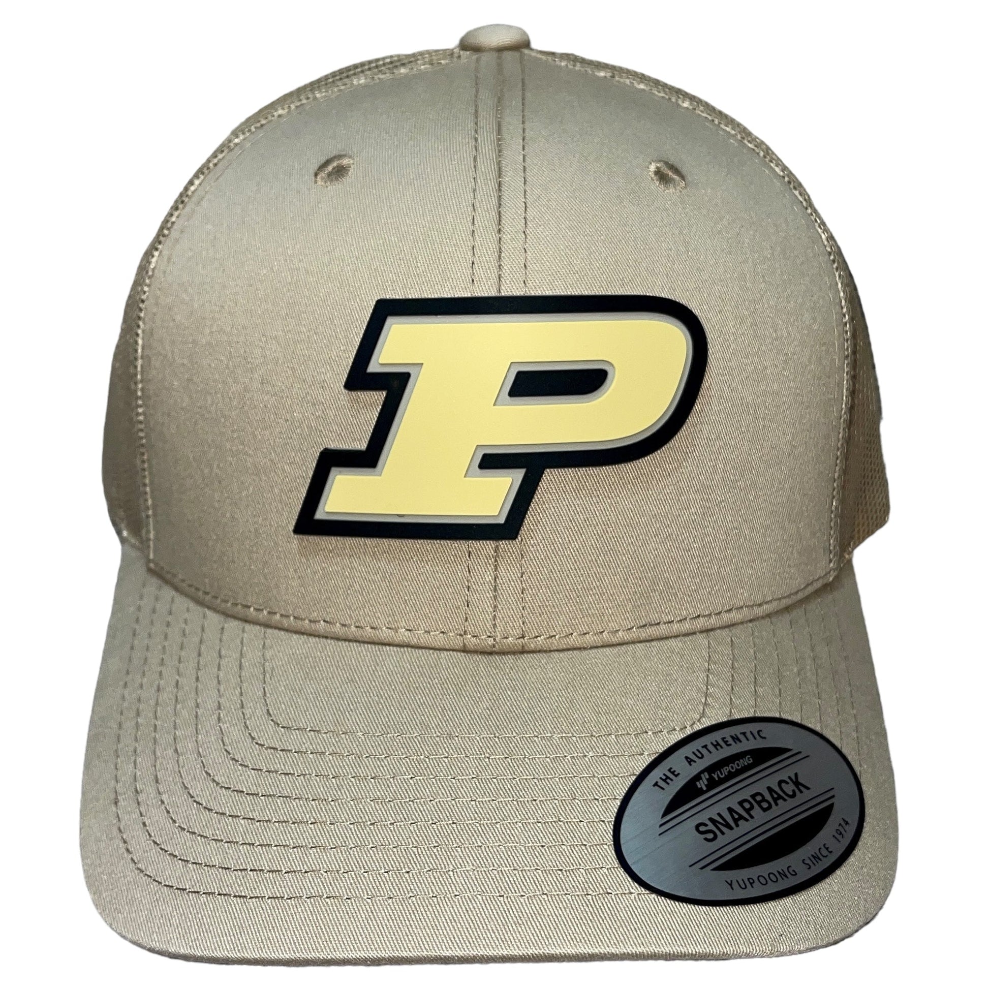 Purdue Boilermakers 3D YP Snapback Trucker Hat- Tan - Ten Gallon Hat Co.